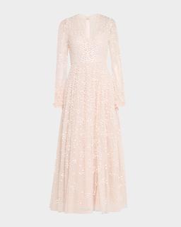 Leila Sequin Dot Tulle Ankle Gown