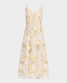 Embroidered Florine Scoop-Neck Ballerina Dress