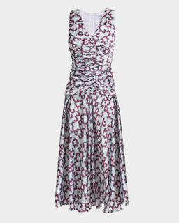 Eden Graphic-Print Ruched Midi Dress