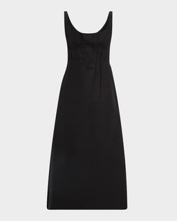 Pleated Bustier Sleeveless Midi Dress