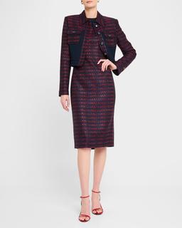 Colorblock Tweed Sleeveless Midi Dress