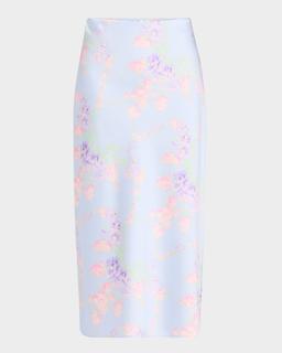 Castle Satin Floral Maxi Skirt