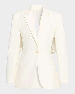 Intimate Bow-Back Twill Single-Breasted Blazer
