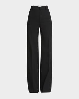 Wool Grain De Poudre Flare Trousers