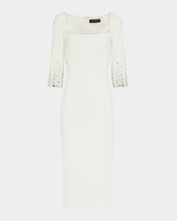 Rosebud Crystal 3/4-Sleeve Sheath Dress