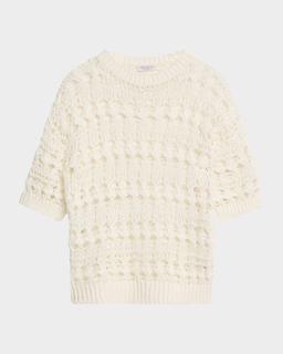 Openwork Knit Cotton Jute Top