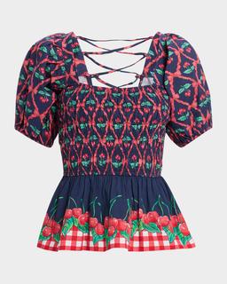 Allegra Cherry Pie Smocked Blouse