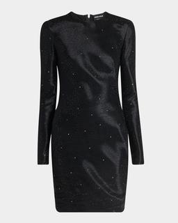 Star Embellished Long Sleeve Mini Dress