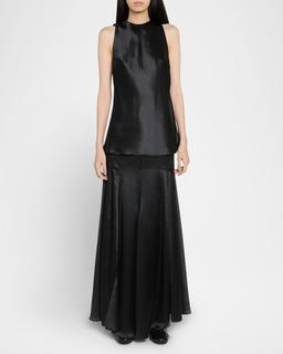 Bow Sleeveless Silk Halter Top