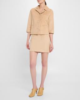 Pintuck Suede Mini Skirt