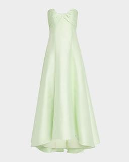Strapless High-Low Pique Gown