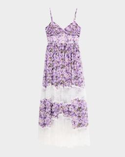 Tiered Lace-Inset Maxi Dress