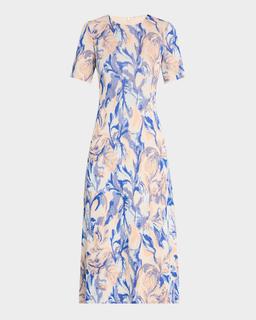 Modern-Fit Floral Jacquard Knit Midi Dress