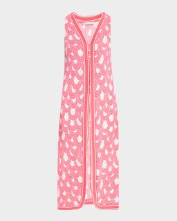 Slice Sleeveless Scallop-Print Long Top