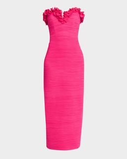 Strapless Shirred Georgette Maxi Dress