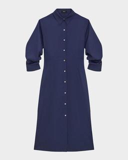 Fixed-Sleeve Poplin Shirtdress