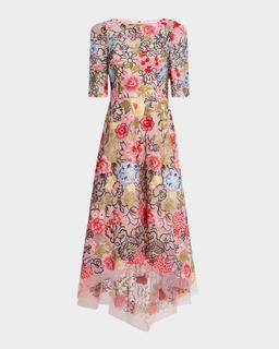 Embroidered High-Low Maxi Dress