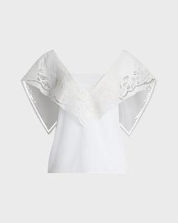 Hollins Lace-Ruffle Cotton Voile Top