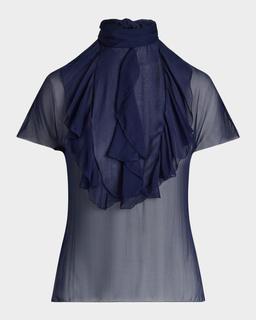 Etta Ruffle Bib Washed Chiffon Top