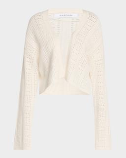 Cashmere Open-Stitch Crop Cardigan