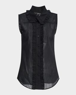 Sleeveless Ruffle-Trim Shirt