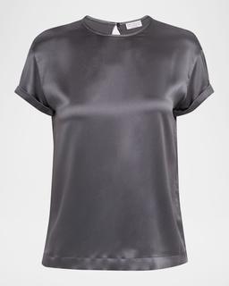 Monili Stretch Satin T-Shirt