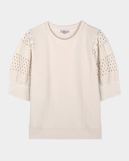 Kimberly Crochet Puff-Sleeve Sweatshirt