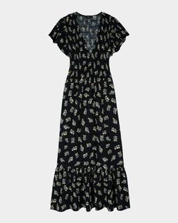 Clementine Flutter-Sleeve Midi Dress