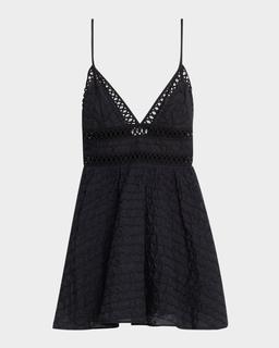 Lavene Embroidered Cotton Voile Mini Dress