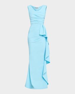 Sozen Ruched Side-Drape Gown