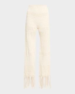 Miciel Woven Fringe Seersucker Pants