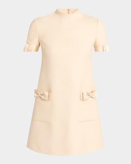 Crepe Couture Mini Dress with Bows