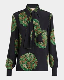 Floral-Print Silk Crepe De Chine Shirt
