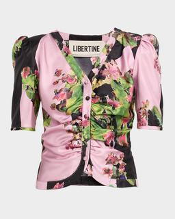 Monaco Pink London Terrace Ruched Silk Top