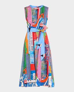 NYC Lady Printed Sleeveless Midi Dress