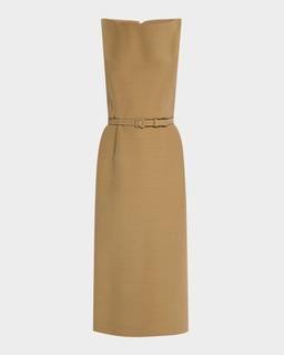 Blaire Belted Midi Silk Wool Dress