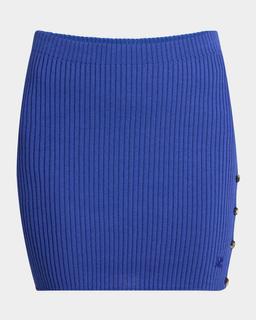 Buttoned Light Rib Mini Skirt