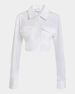 2-Pocket Poplin Crop Shirt