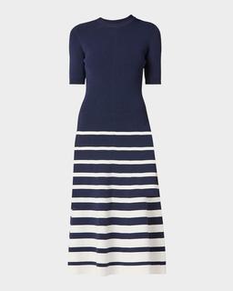 Casey Striped A-Line Knit Midi Dress