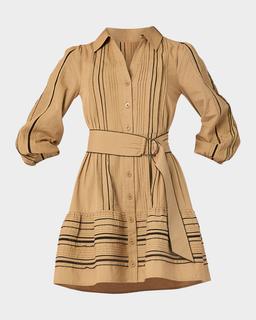 Towns Pintuck Flounce Cotton Mini Dress