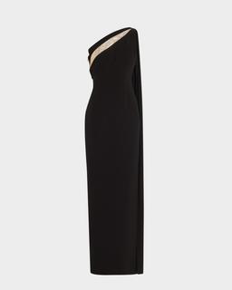 One-Shoulder Diamante Column Gown