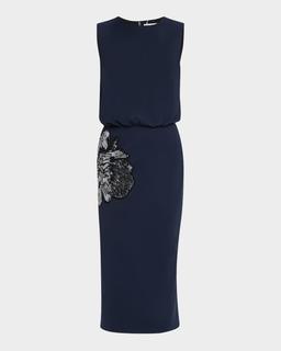 Myla Sequin Floral Applique Midi Dress