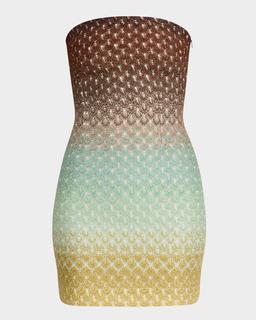 Strapless Metallic Ombre Crochet Mini Dress