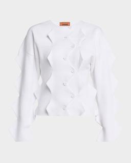 Pointed Knit Crewneck Cardigan