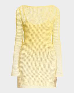 Honey Long-Sleeve Net Mini Dress