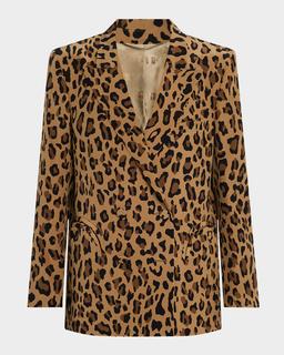 Simba Leopard-Print Double-Breasted Blazer