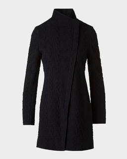 3D Houndstooth Jersey Long Jacket