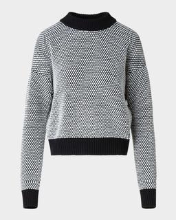 Cashmere-Wool 3D Dot Knit Crewneck Sweater