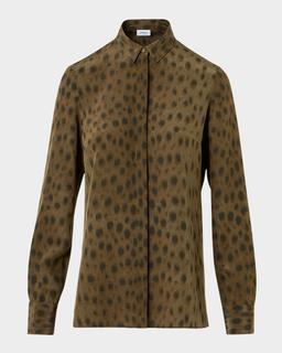 Leopard-Print Silk Crepe De Chine Blouse