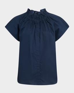Jenny Ruched Silky Poplin Top